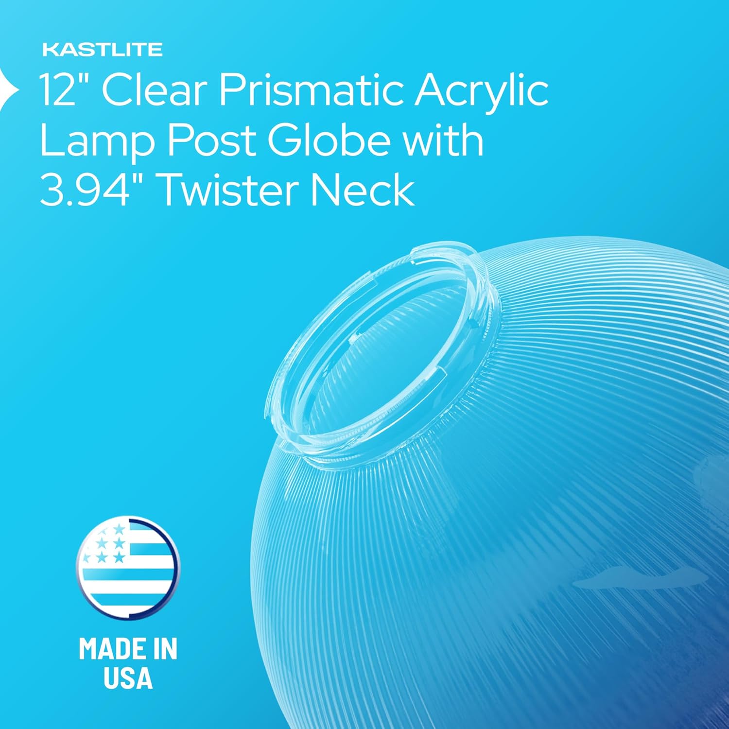 12" Globe with 3.94" Twist Lock Neck installed on lamp post fixture