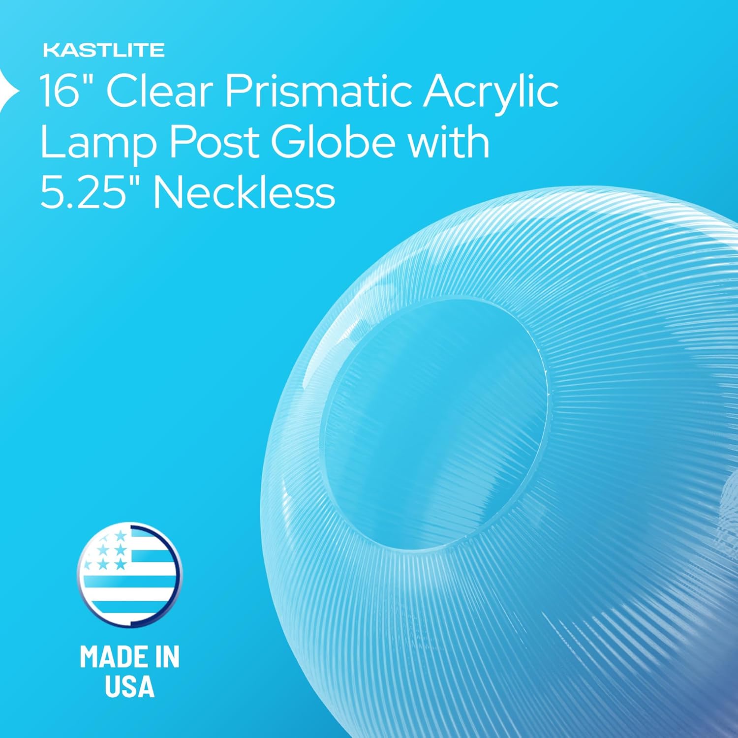 16" Globe with 5.25" Neckless Opening installed on lamp post fixture