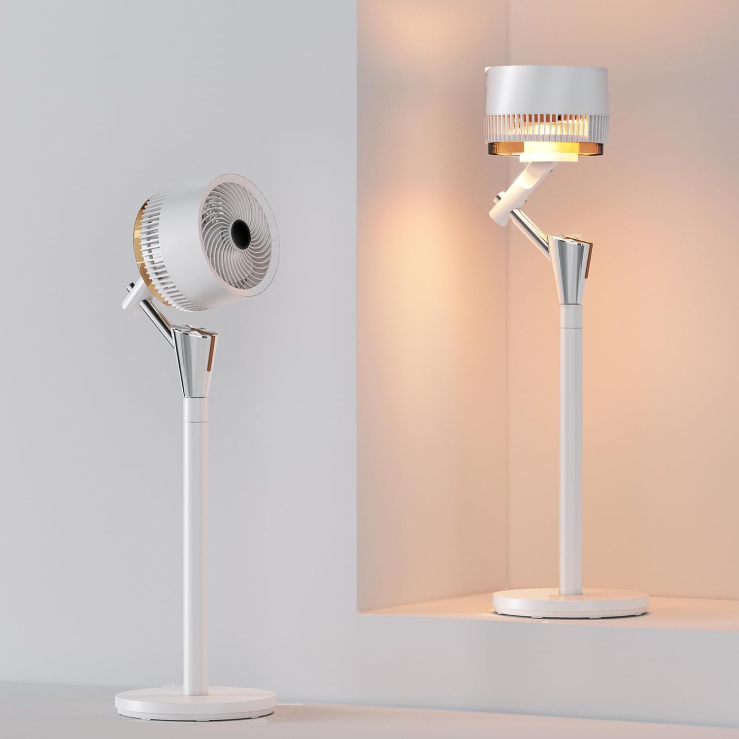 AirGlow Fan Lamp Cool Illuminate Matte White and Nickel
