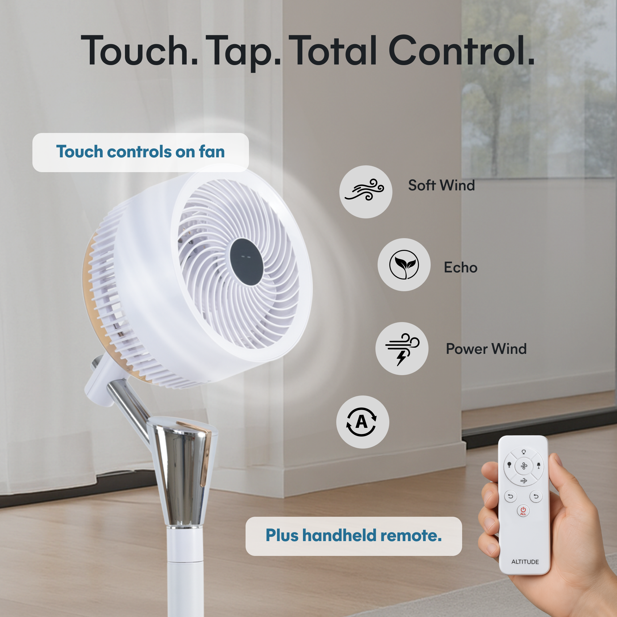 AirGlow Fan Lamp Cool Illuminate Matte White and Nickel