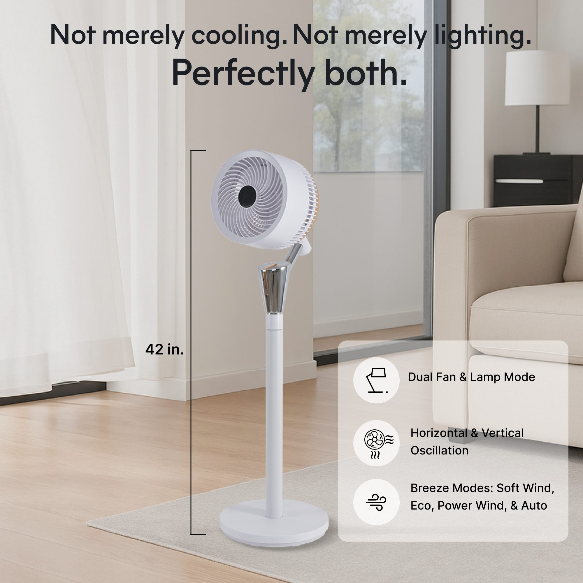 AirGlow Fan Lamp Cool Illuminate Matte White and Nickel