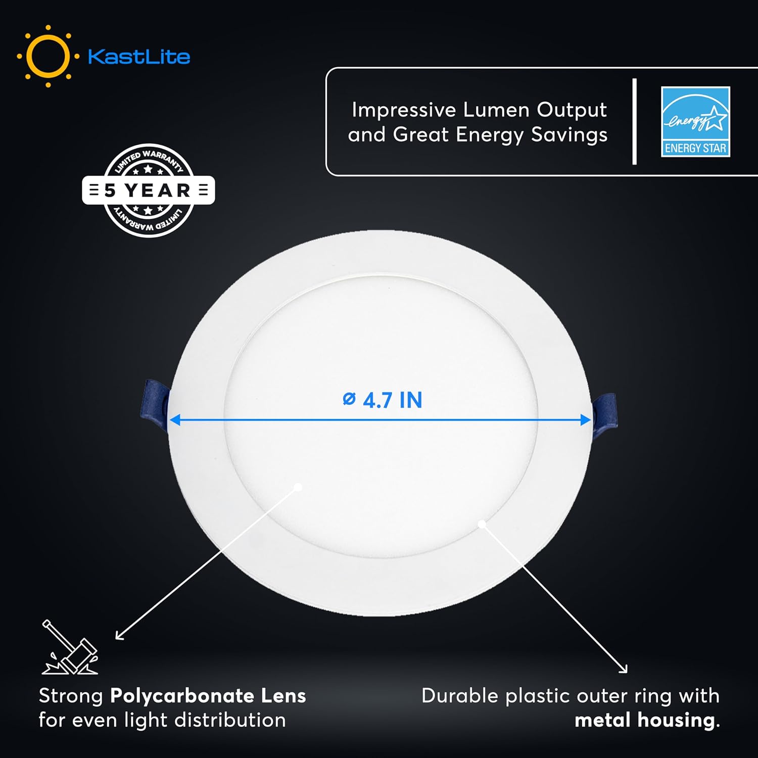 KastLite 5CCT LED Recessed Dimmable Ceiling Light with Junction Box