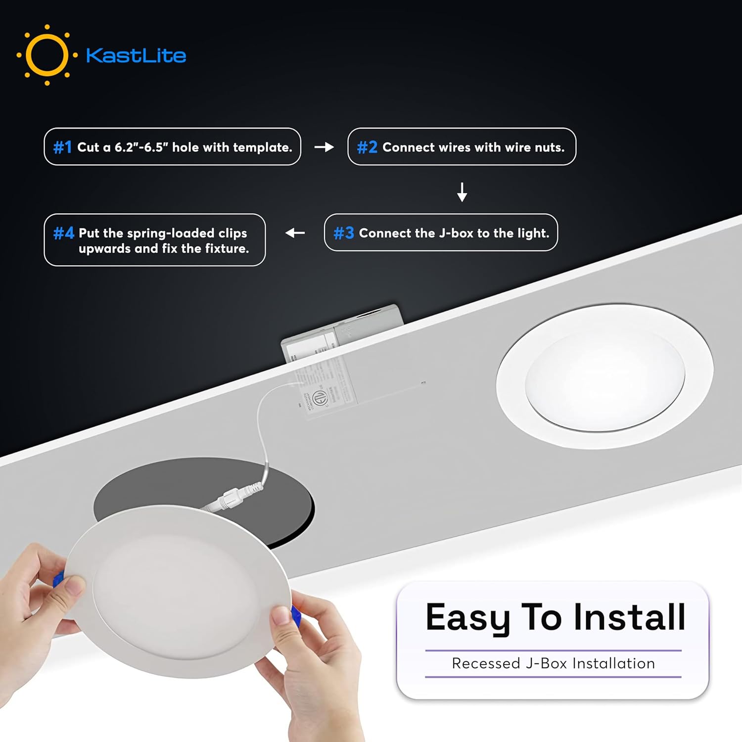 KastLite 5CCT LED Recessed Dimmable Ceiling Light with Junction Box