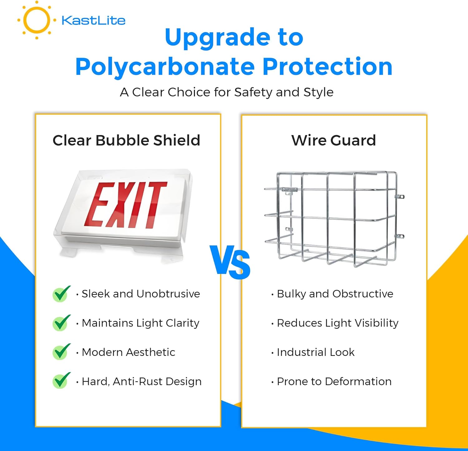 KastLite Clear Polycarbonate Emergency Exit Sign Cage