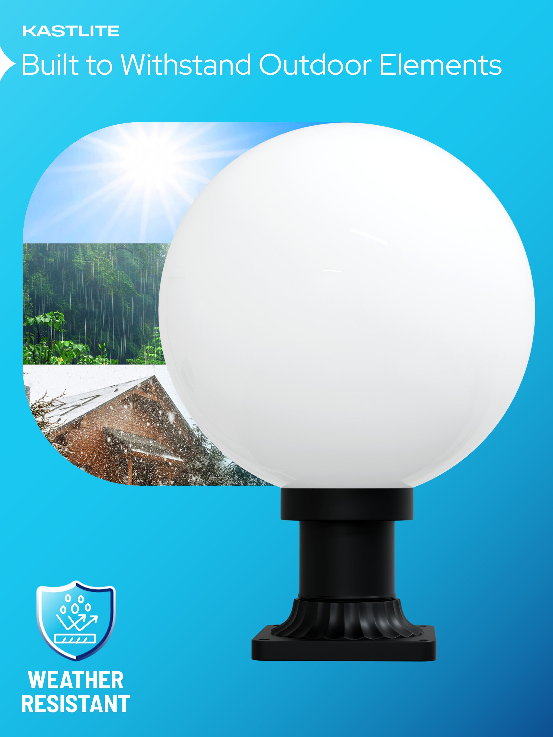 8" Globe Pier Mount Outdoor Lighting with LED Lamp