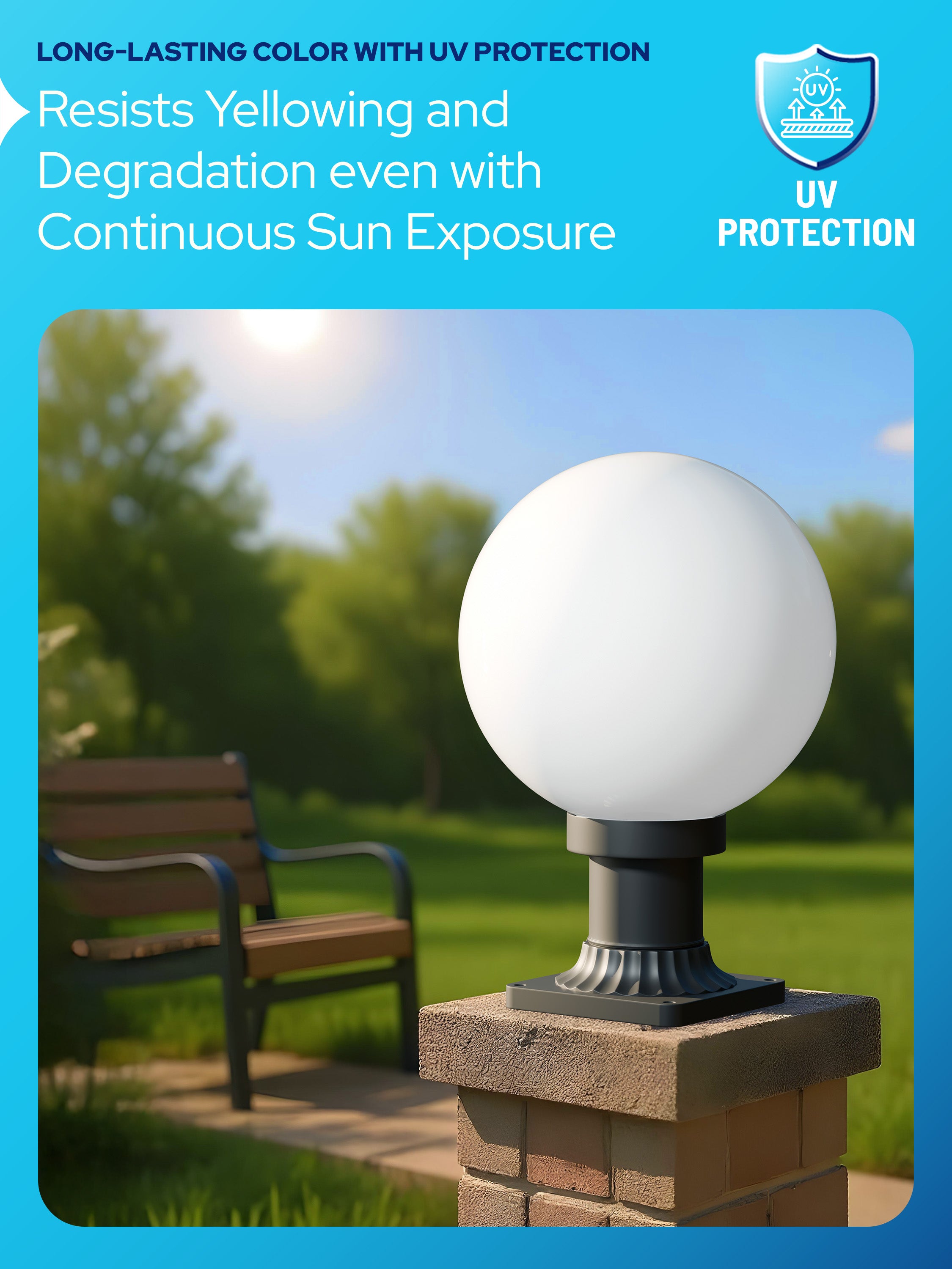 8" Globe Pier Mount Outdoor Lighting with LED Lamp