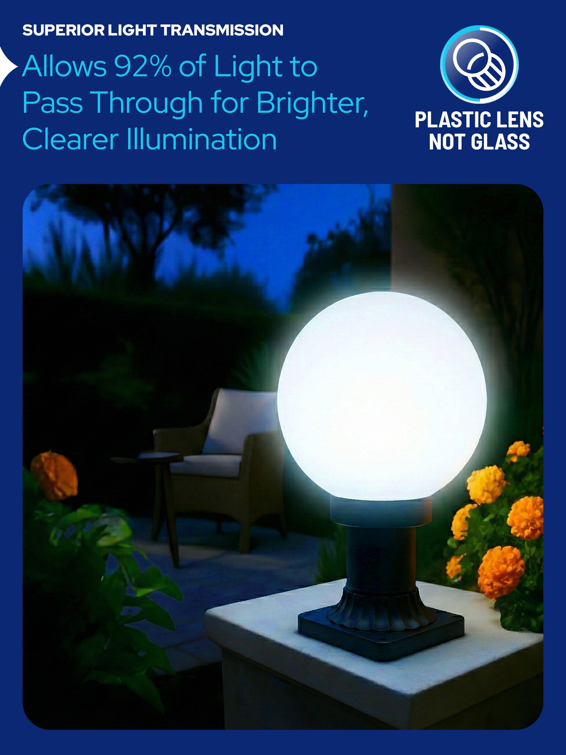 8" Globe Pier Mount Outdoor Lighting with LED Lamp