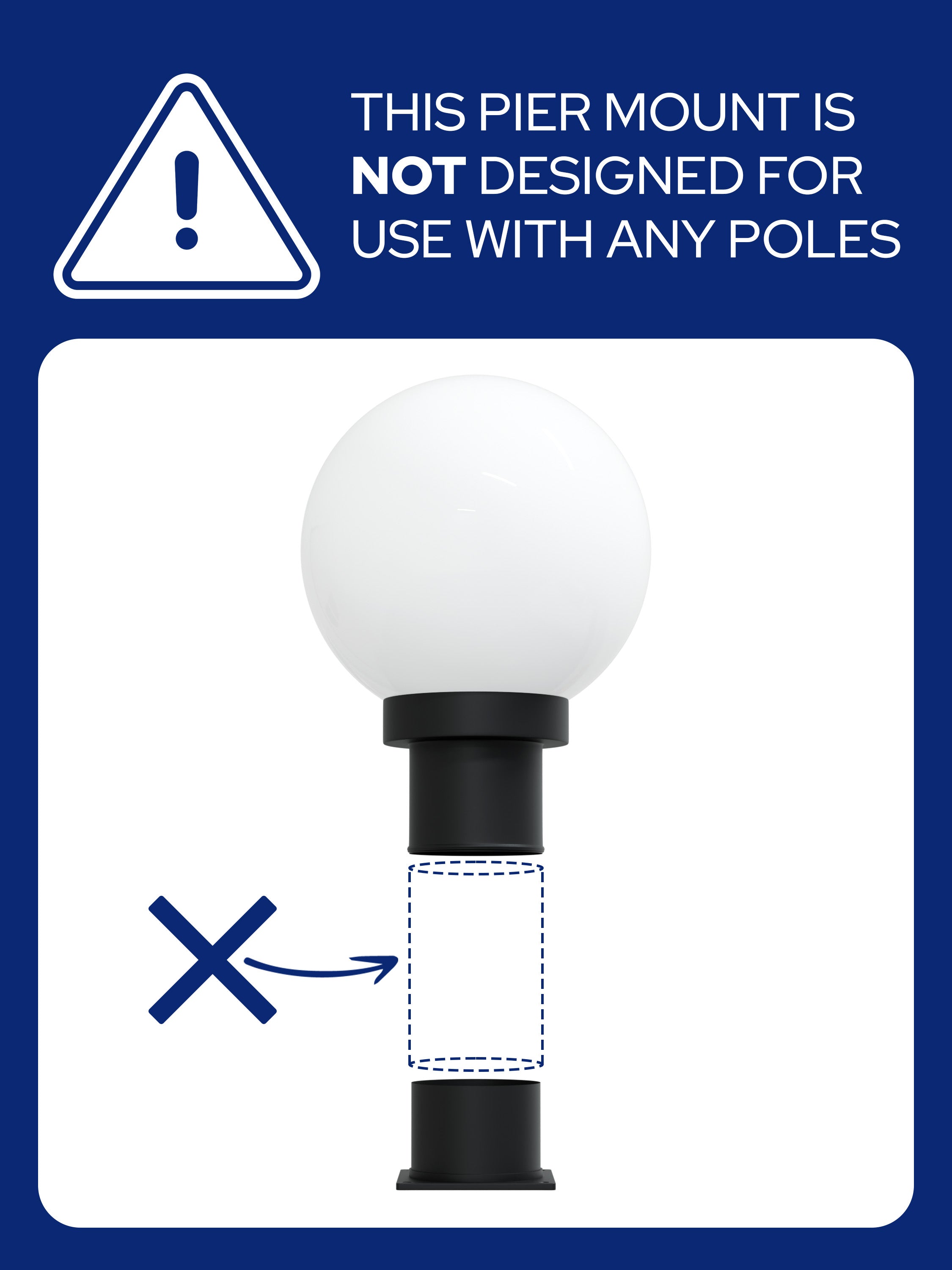 8" Globe Pier Mount Outdoor Lighting with LED Lamp