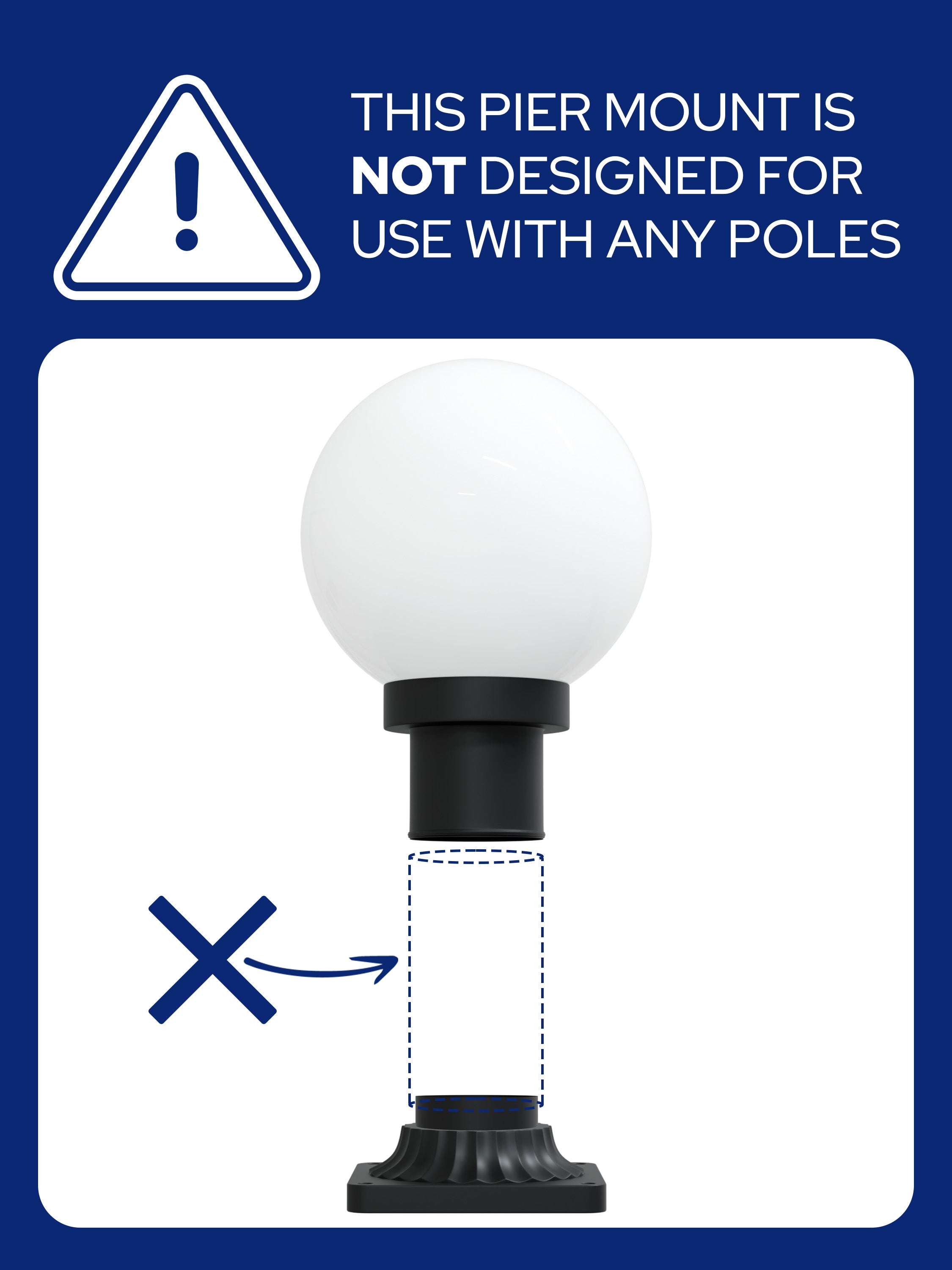 8" Globe Pier Mount Outdoor Lighting with LED Lamp