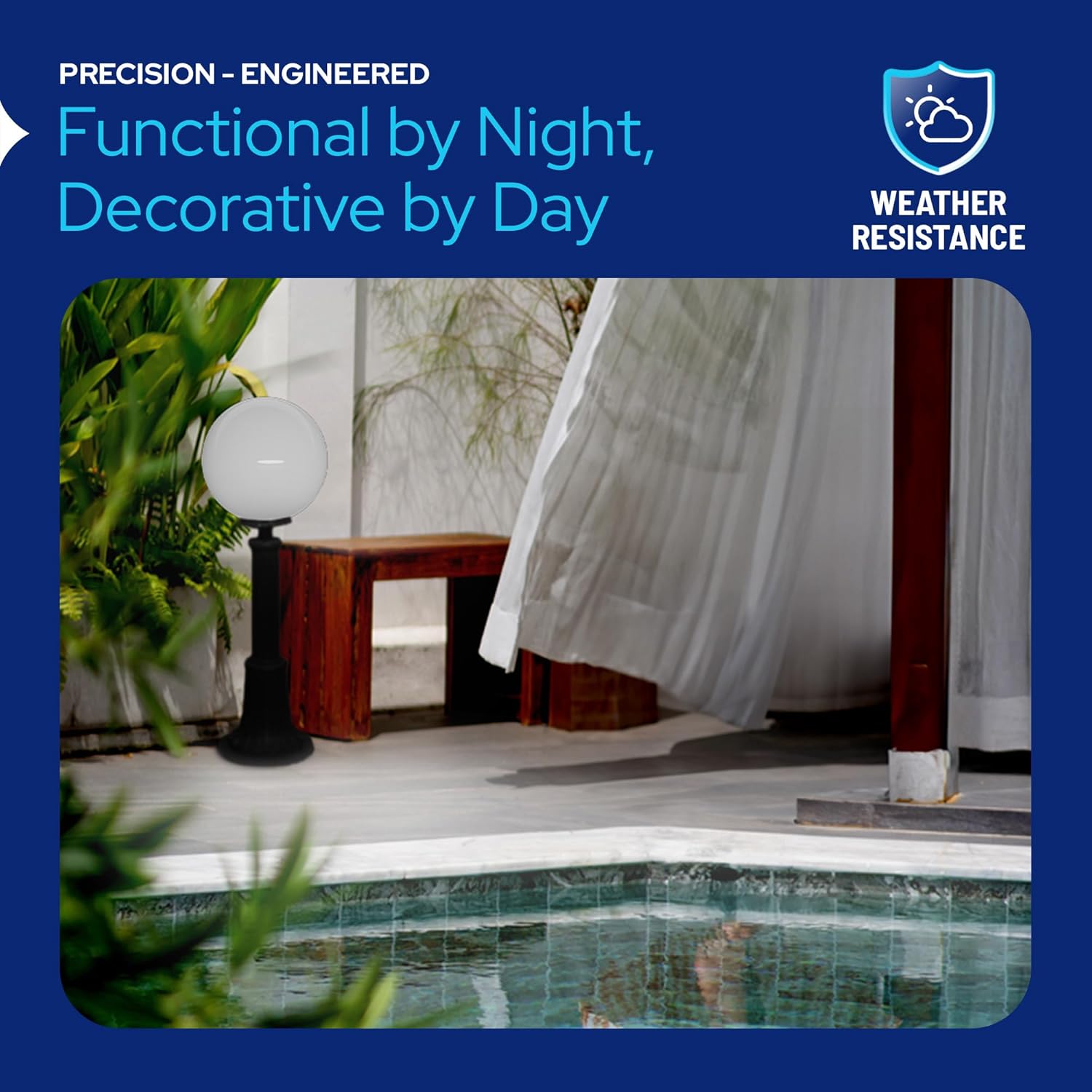 12" White Acrylic Lamp Post Globe with 6 Inch Solid Flange Neck