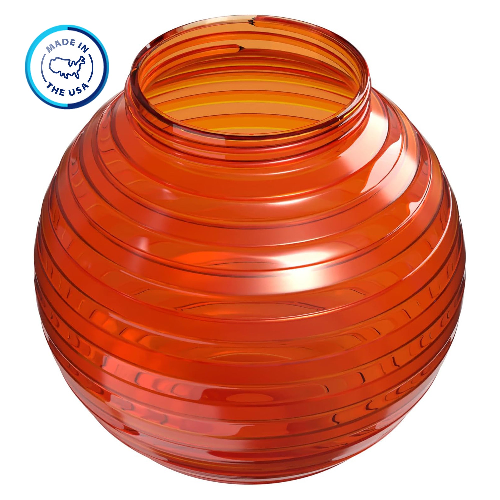 Orange colored glass globe light fixture cover 'made in the USA'