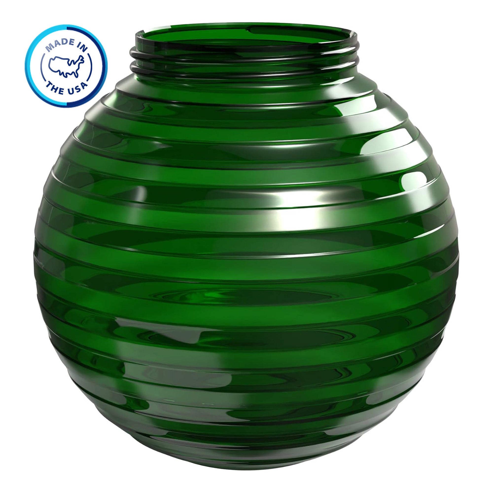 Green colored glass globe light fixture cover 'made in the USA'