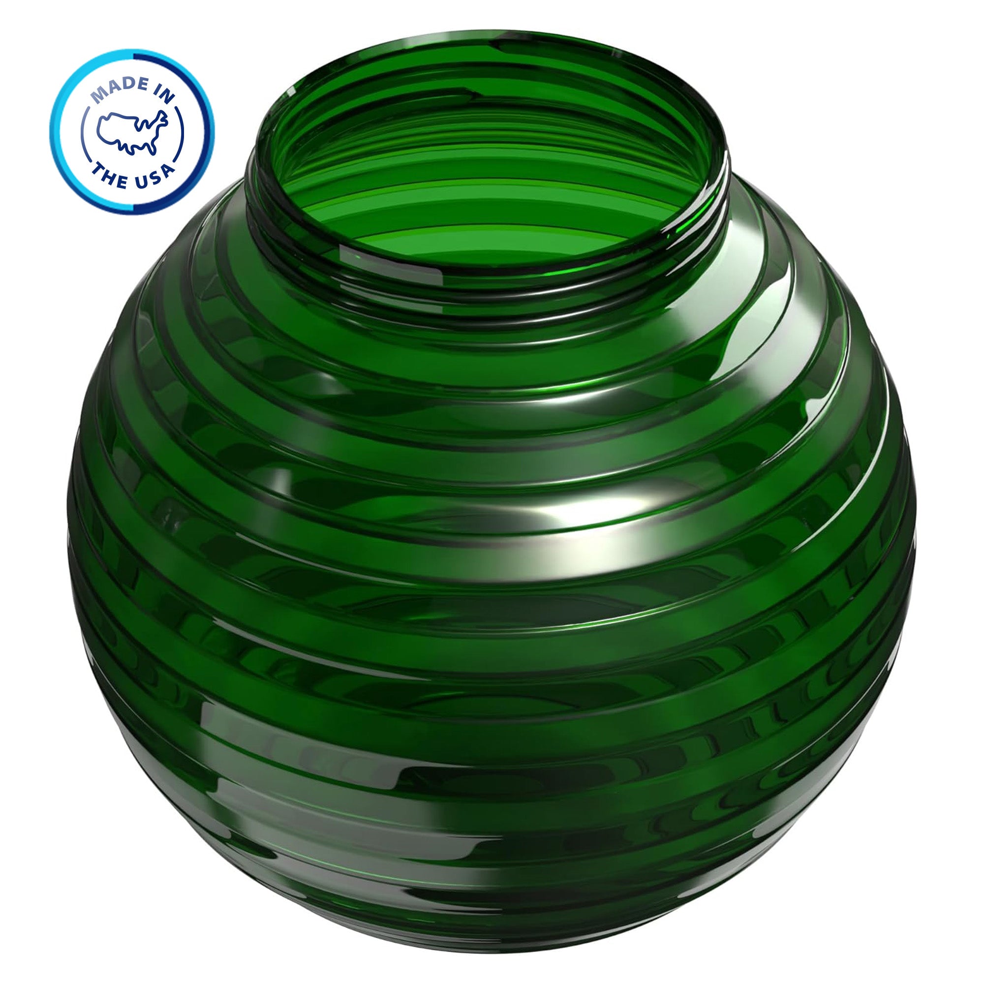 Green colored glass globe light fixture cover 'made in the USA'