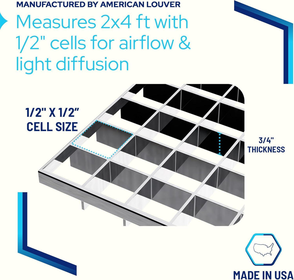 2 x 4 Egg Crate Panels 1/2" x 1/2" x 3/8" panel grid pattern detail