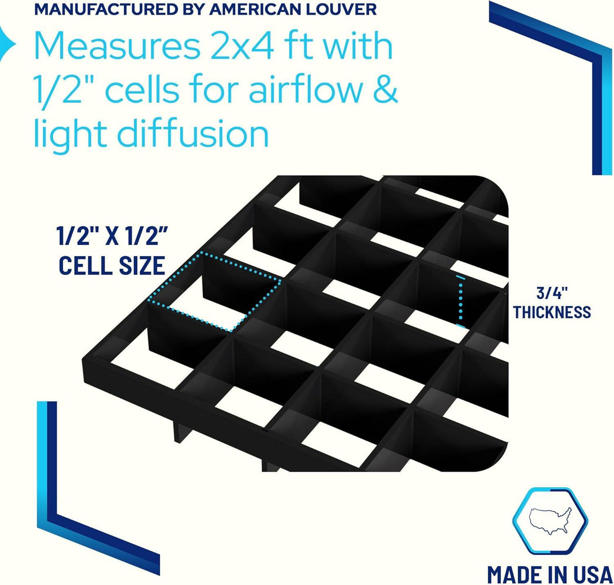 2 x 4 Egg Crate Panels 1/2" x 1/2" x 3/8" panel grid pattern detail