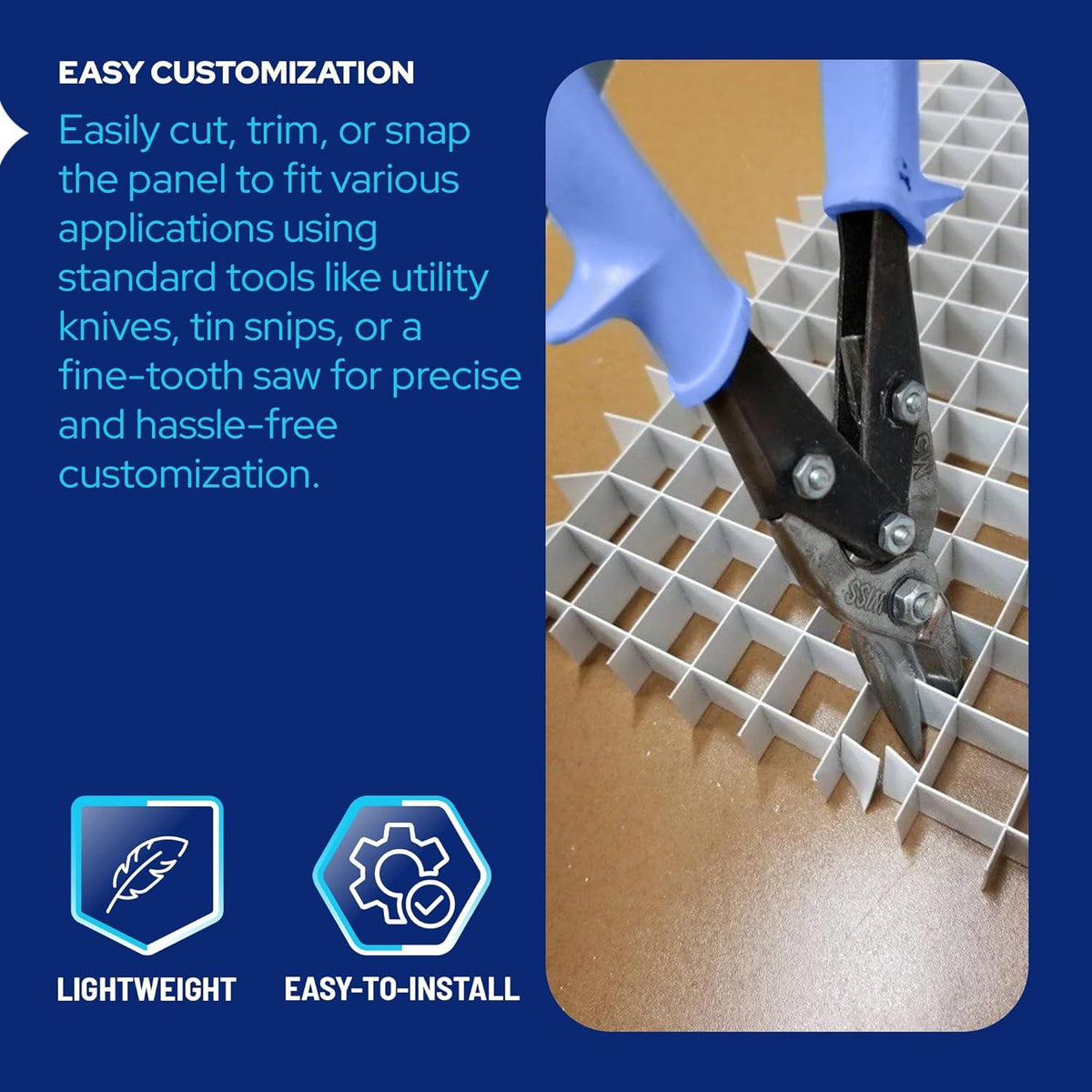 2 x 4 Egg Crate Panels 1/2" x 1/2" x 3/8" panel grid pattern detail