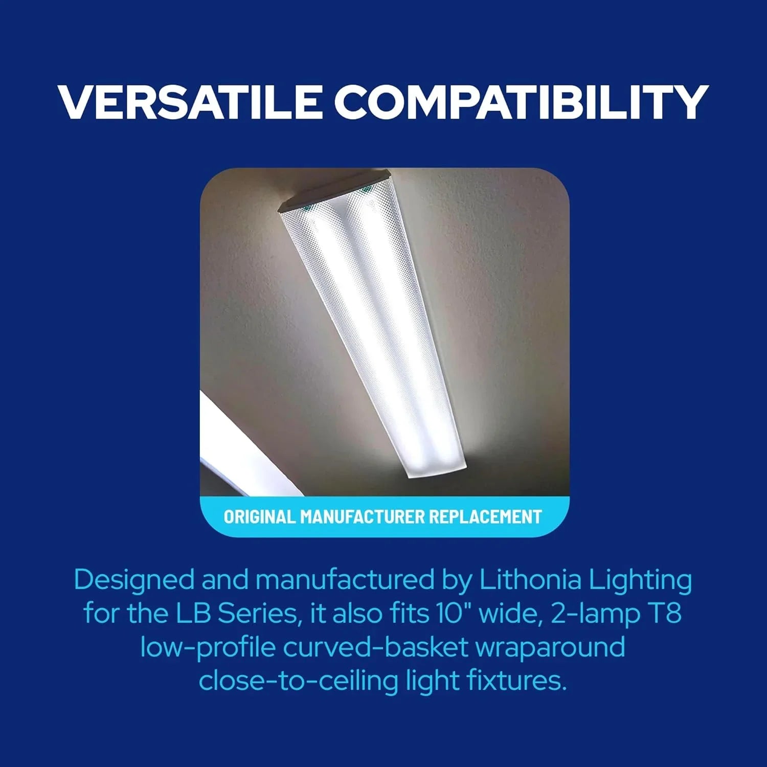 DLB48 4Ft 2 Lamp Wrap Around for Lithonia Ceiling Fixture Replacement Shade additional angle view