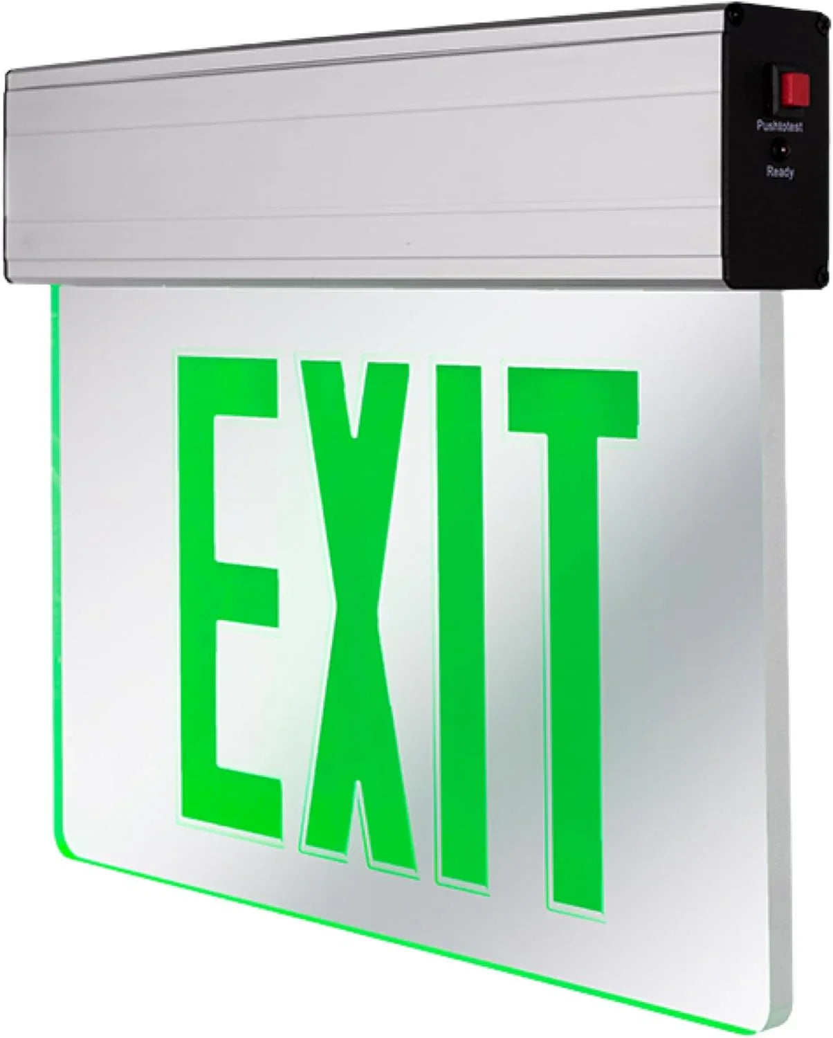 LED Edge-Lit Exit Sign, 180 Min Backup, Damp Rated