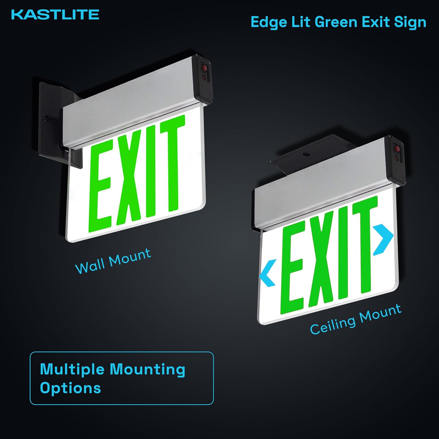 KastLite LED Emergency Edge-Lit Exit Sign, 180 Min Backup, Damp Rated