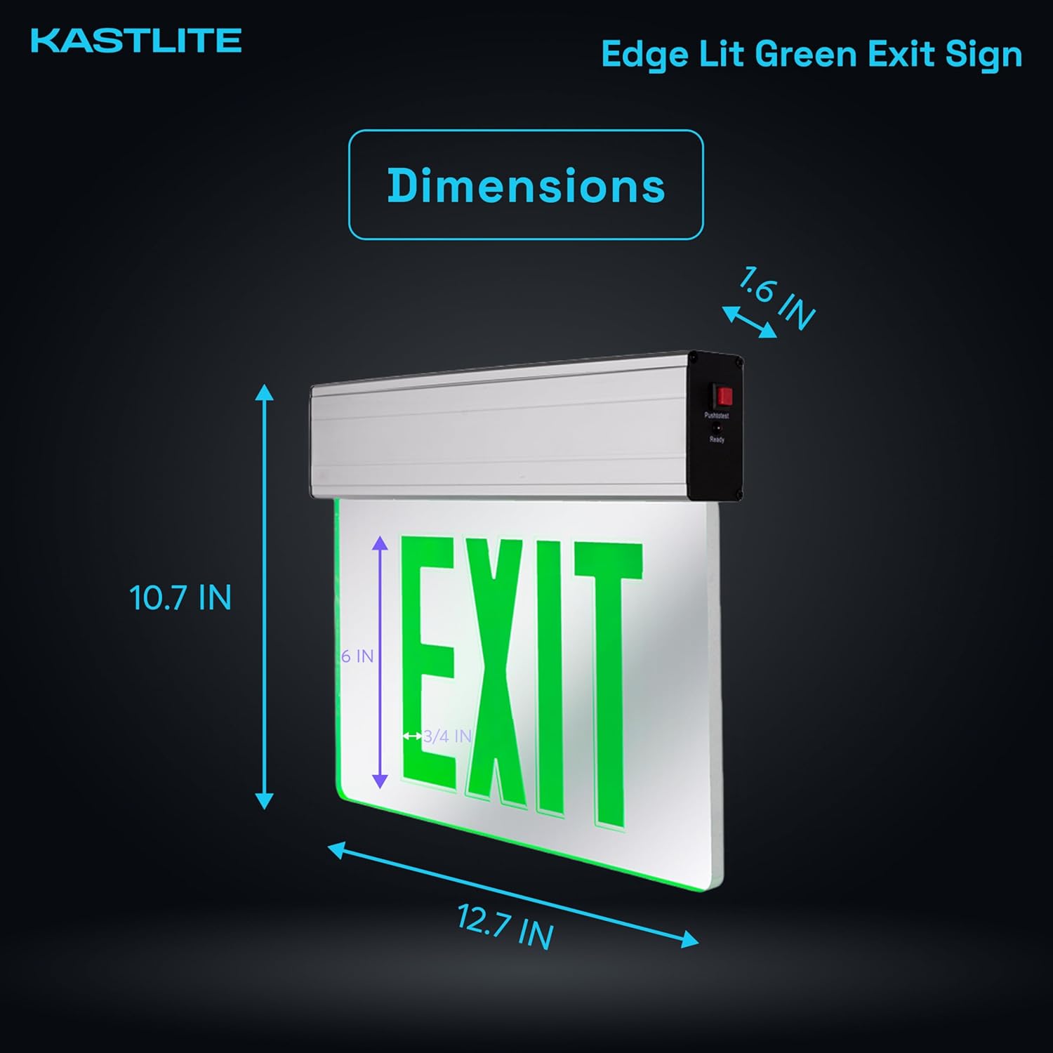 KastLite LED Emergency Edge-Lit Exit Sign, 180 Min Backup, Damp Rated