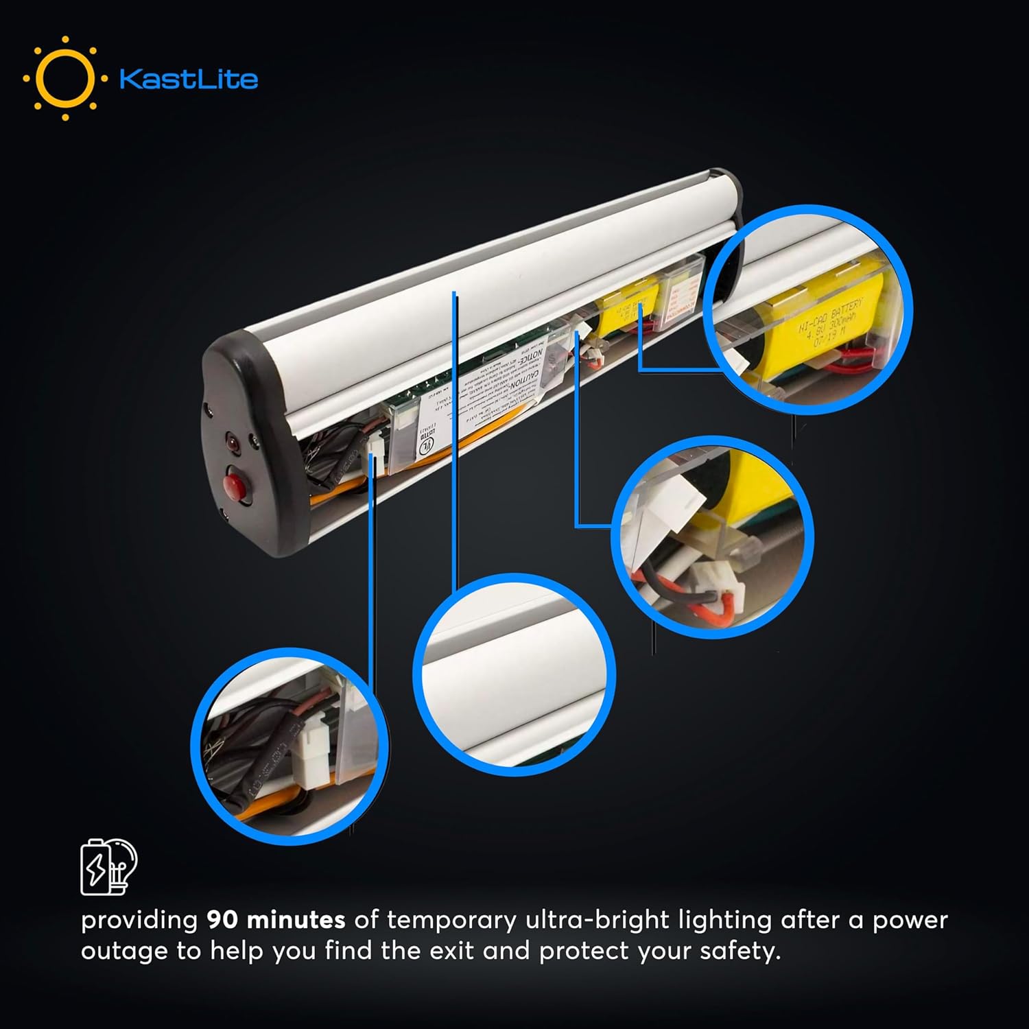 KastLite LED Emergency Edge-Lit Exit Sign, 180 Min Backup, Damp Rated