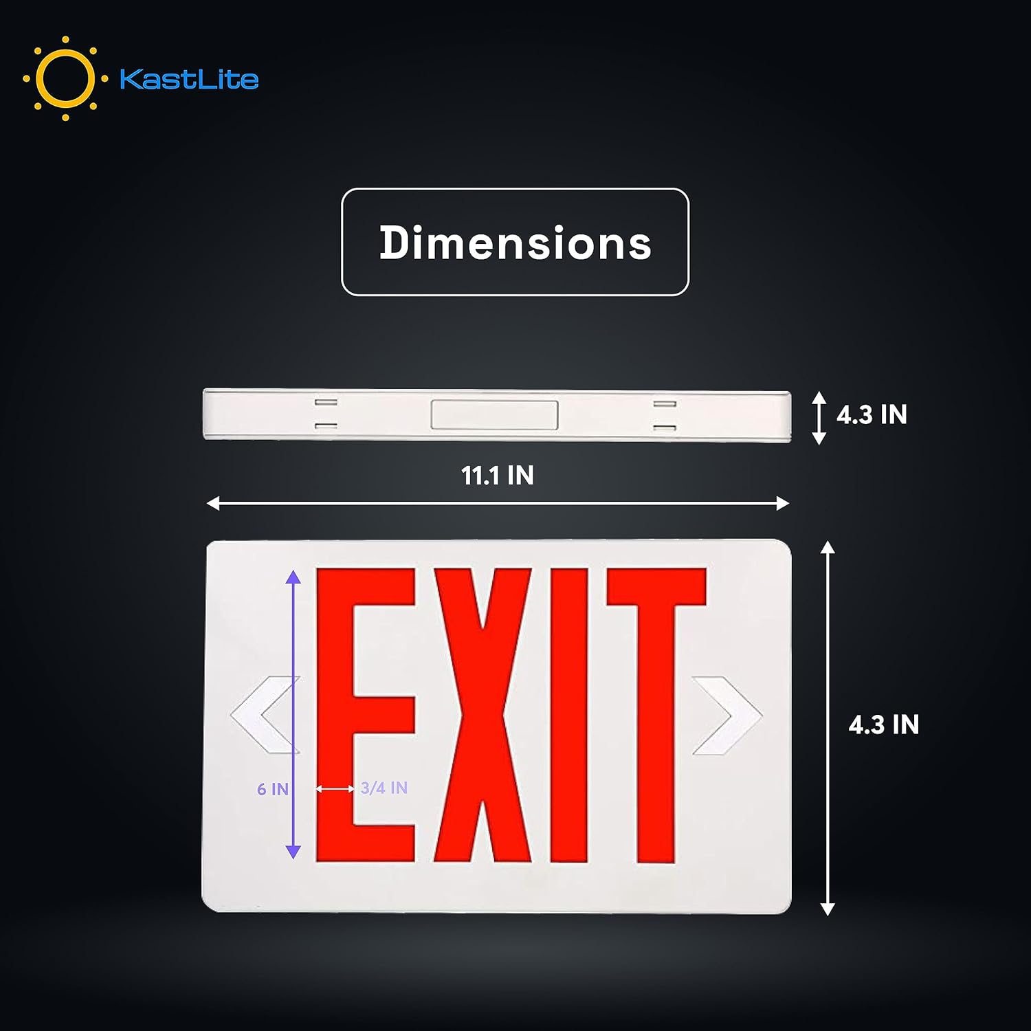 KastLite LED Exit Sign | Emergency Exit Sign with 90 Min Battery Backup