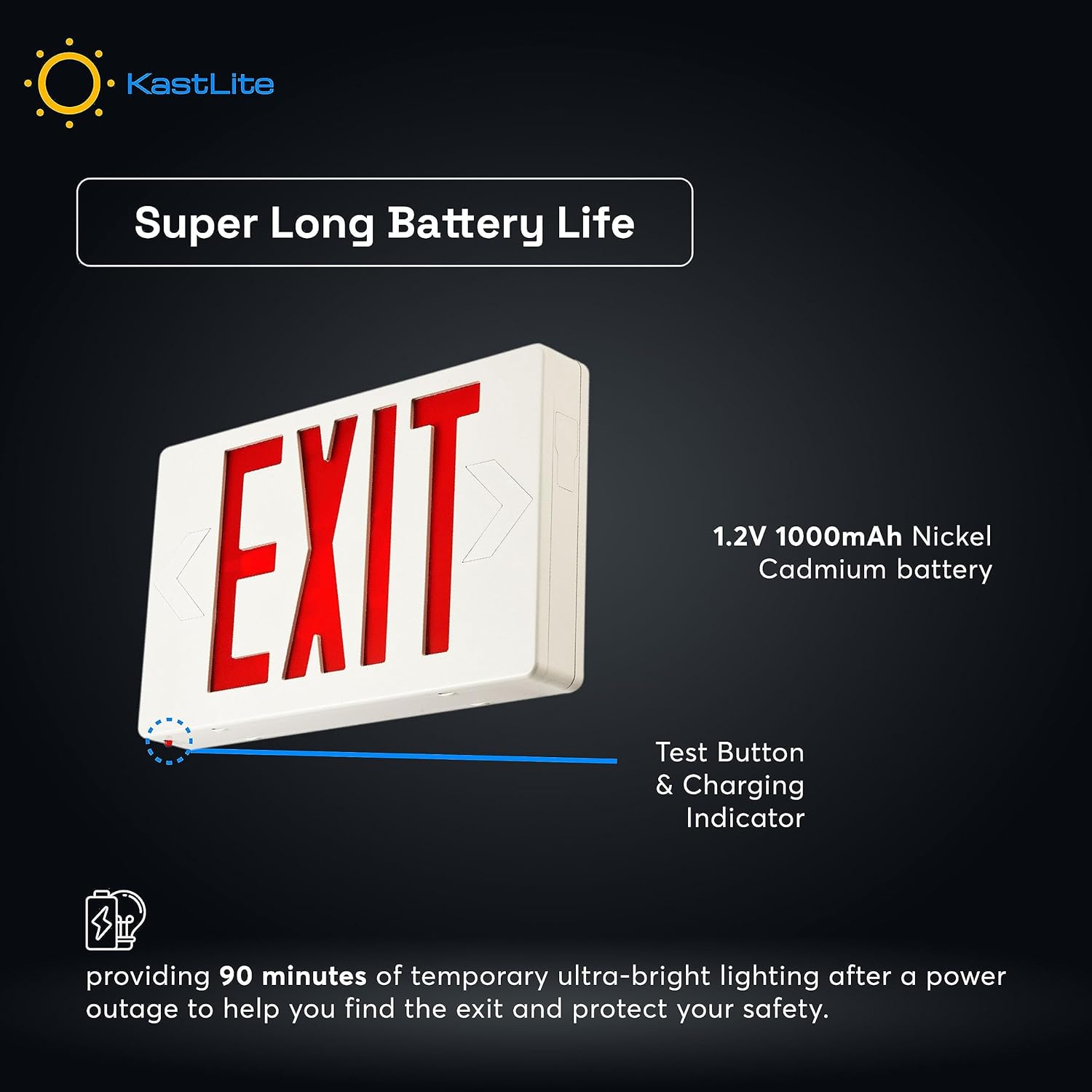 KastLite LED Exit Sign | Emergency Exit Sign with 90 Min Battery Backup