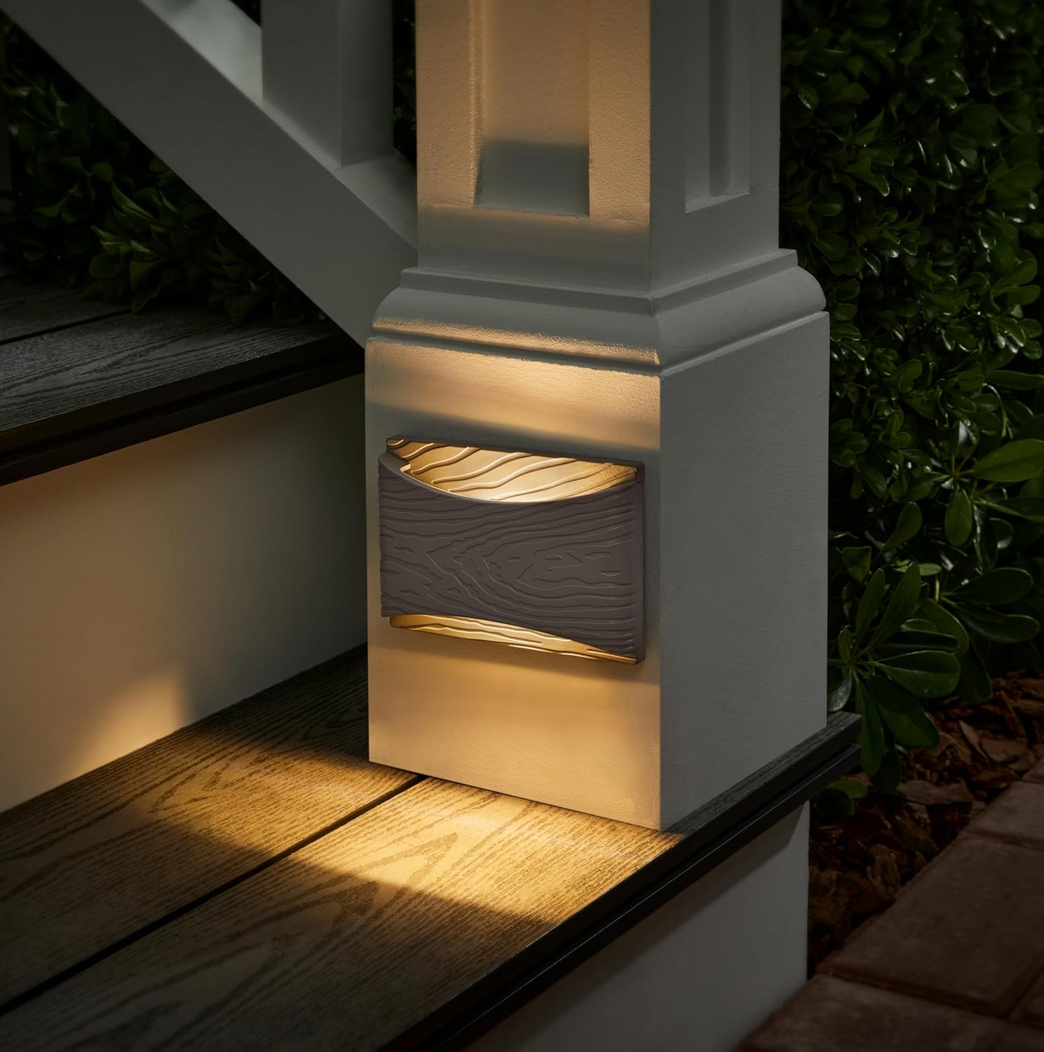 Rectangle LED deck and step light in gray pebble