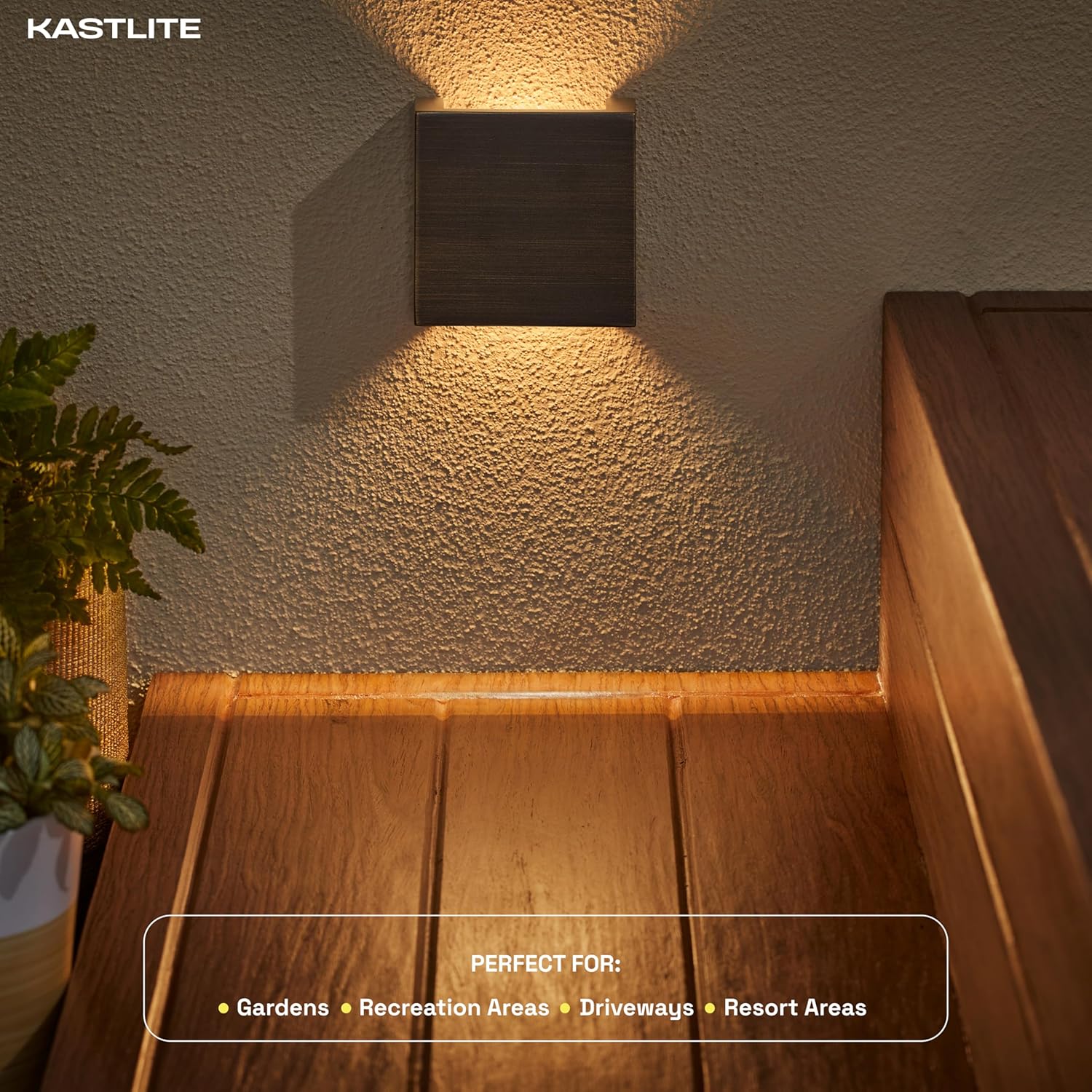 square LED deck and step light in brass