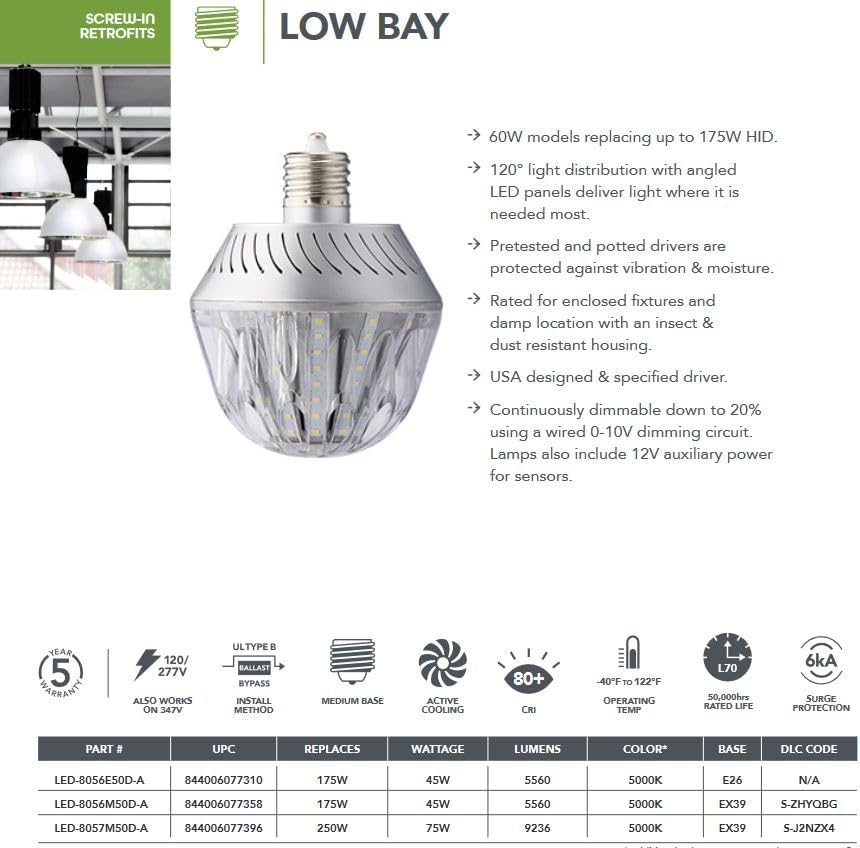 KastLite 45W Dimmable Low Bay LED Retrofit Bulb