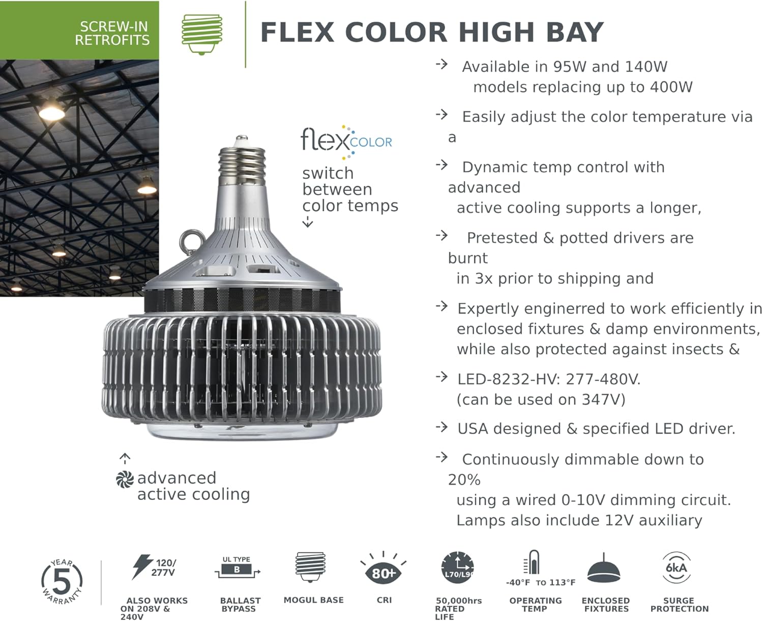 KastLite Dimmable LED High Bay Retrofit Lamp