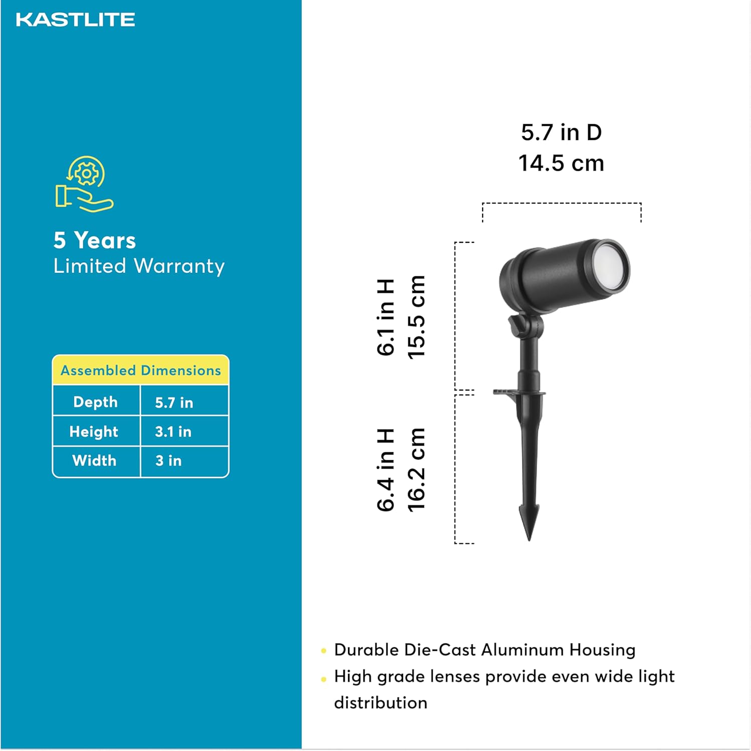 3.6W 400LM LED Spot/Flood Light with Black Finish for Pathway Garden Yard