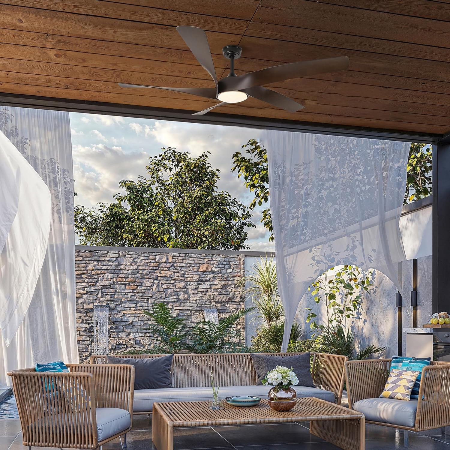 60-Inch Matte White Ceiling Fan with Light & Remote Control | 6CCT Dimmable LED