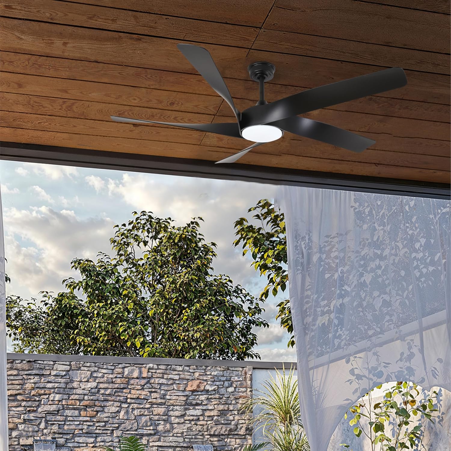 60-Inch Matte White Ceiling Fan with Light & Remote Control | 6CCT Dimmable LED additional angle view