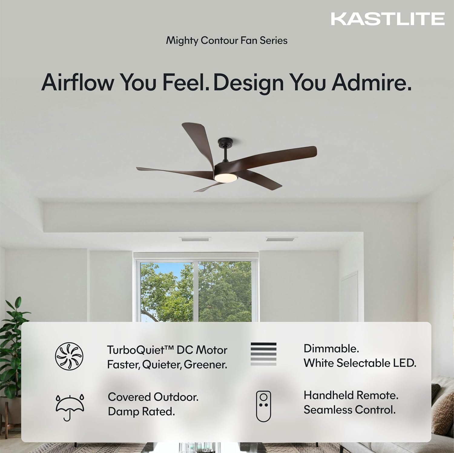 60-Inch Matte White Ceiling Fan with Light & Remote Control | 6CCT Dimmable LED additional angle view