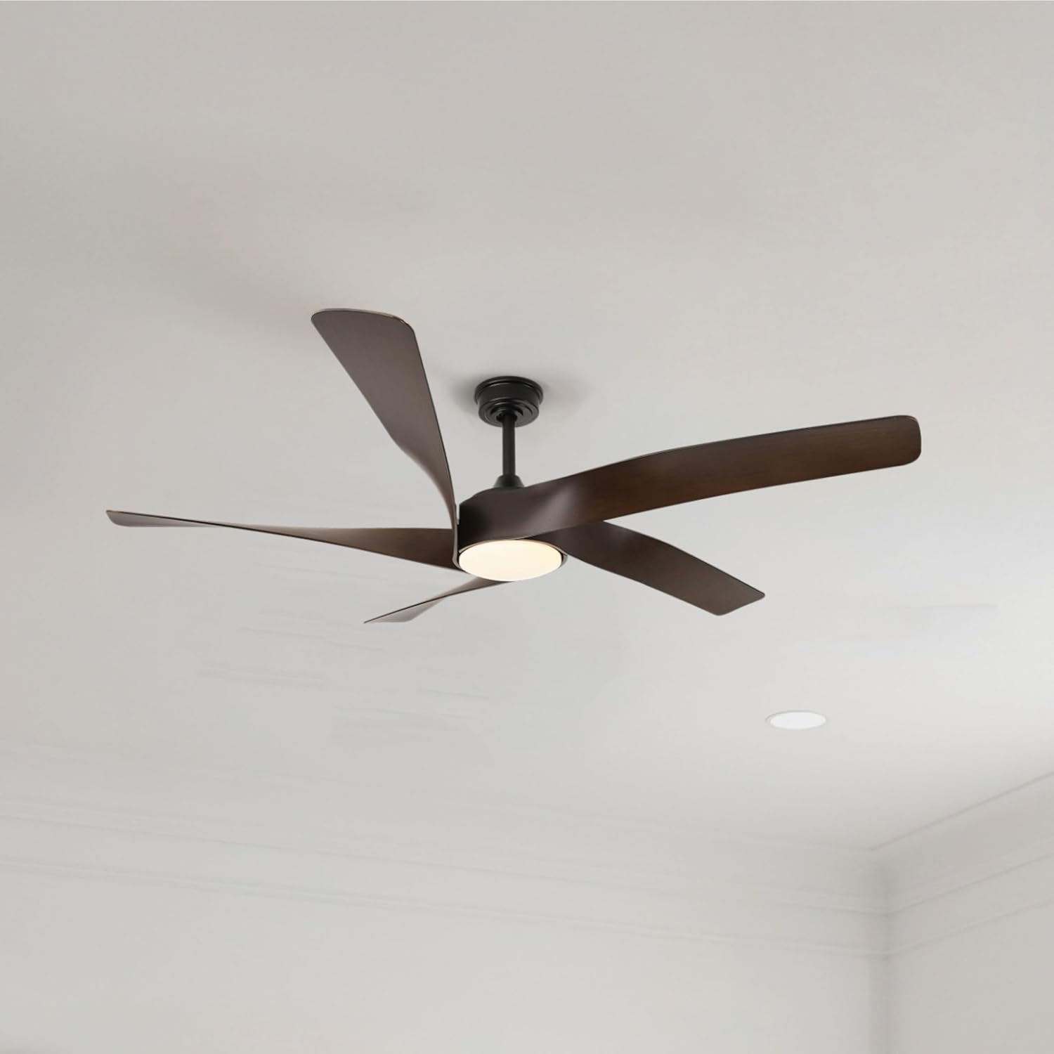 60-Inch Matte White Ceiling Fan with Light & Remote Control | 6CCT Dimmable LED additional angle view