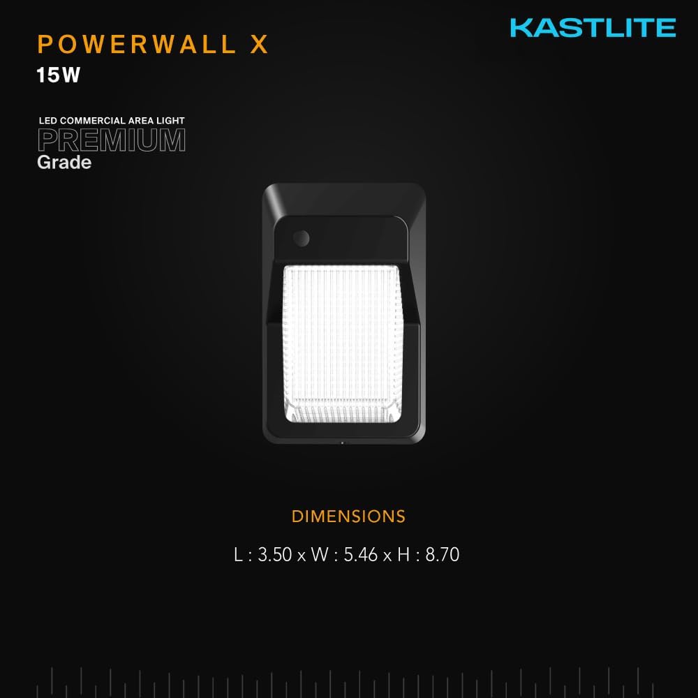 KastLite Outdoor Commercial High Output Refractor Wall Pack Light with Photocell Sensor