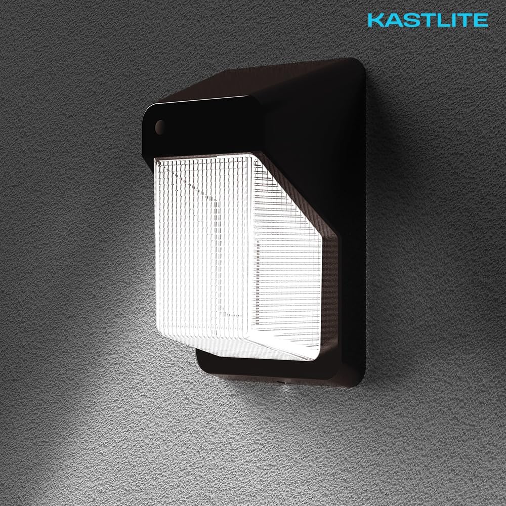 KastLite Outdoor Commercial High Output Refractor Wall Pack Light with Photocell Sensor