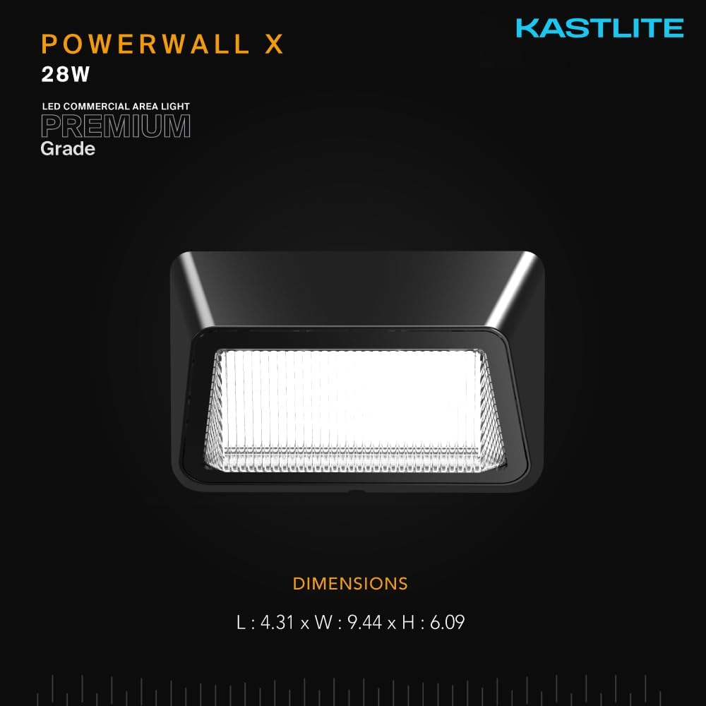 KastLite Outdoor Commercial High Output Refractor Wall Pack Light with Photocell Sensor