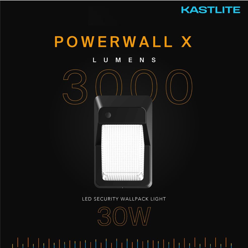 KastLite Outdoor Commercial High Output Refractor Wall Pack Light with Photocell Sensor