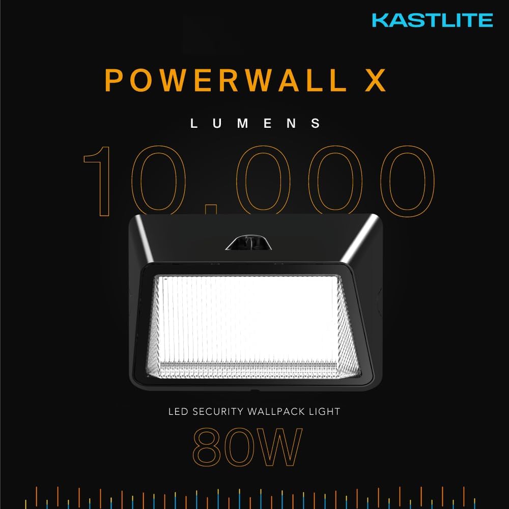 KastLite Outdoor Commercial High Output Refractor Wall Pack Light with Photocell Sensor