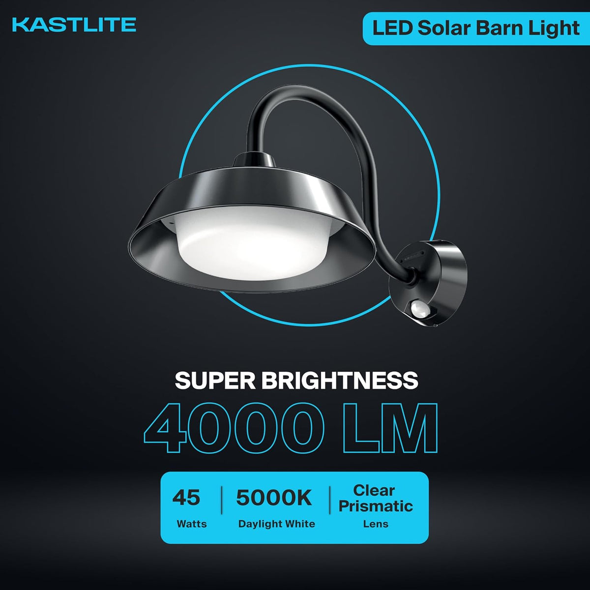 45W Solar Barn Light specifications and mounting detail