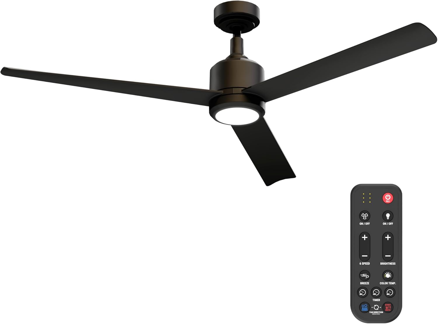 60-Inch Ceiling Fan Without Light | | Powerful Quiet Cooling Remote Control DC Motor Fan