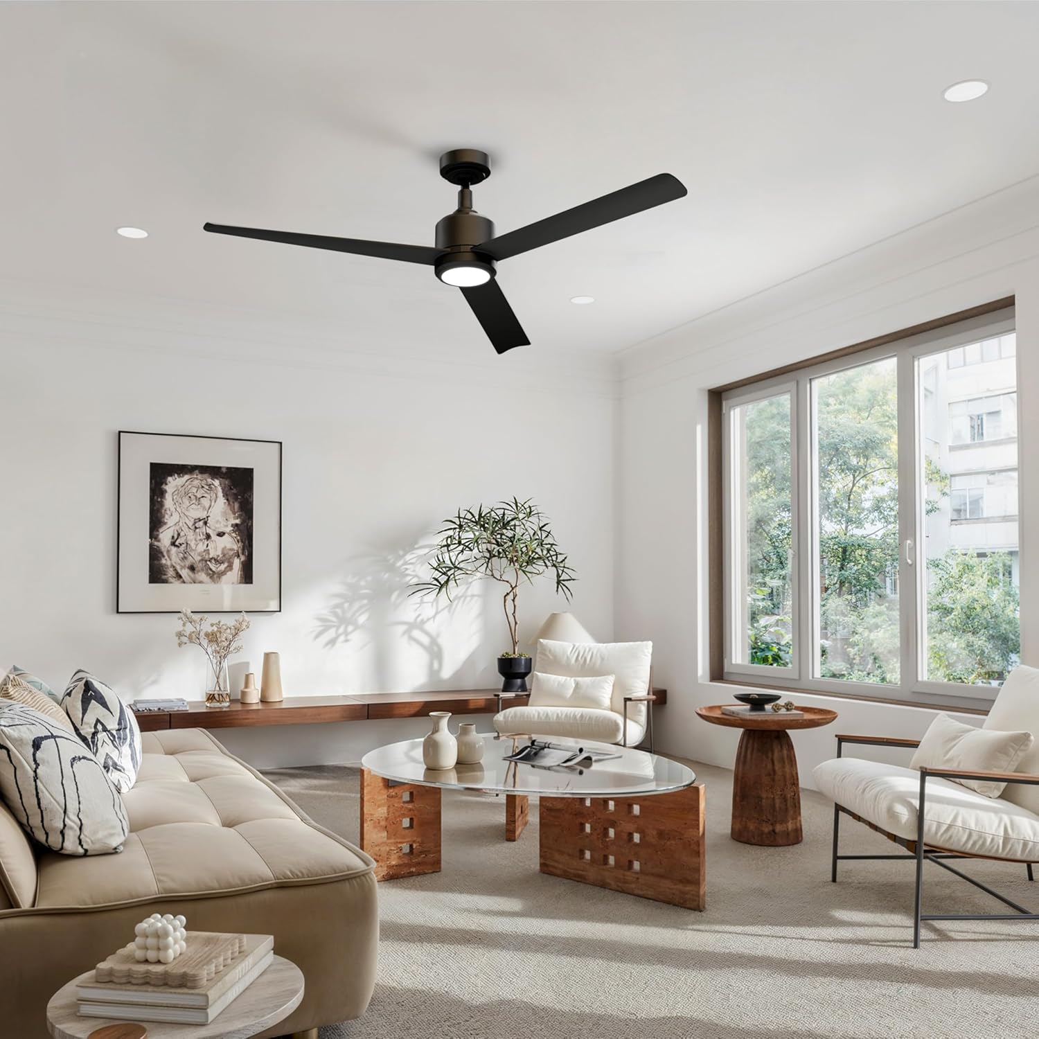 60-Inch Ceiling Fan Without Light | | Powerful Quiet Cooling Remote Control DC Motor Fan