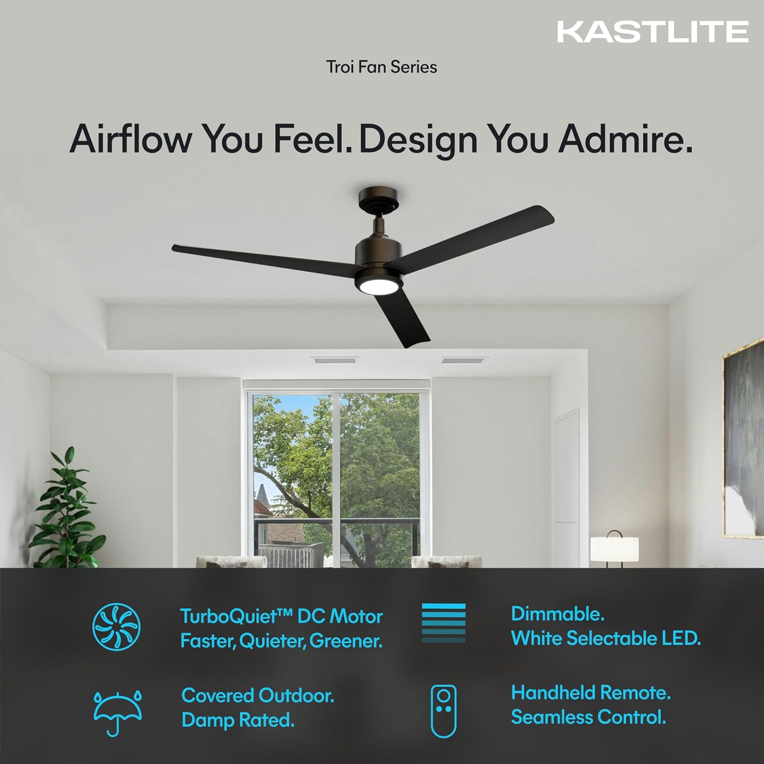 60-Inch Ceiling Fan Without Light | | Powerful Quiet Cooling Remote Control DC Motor Fan