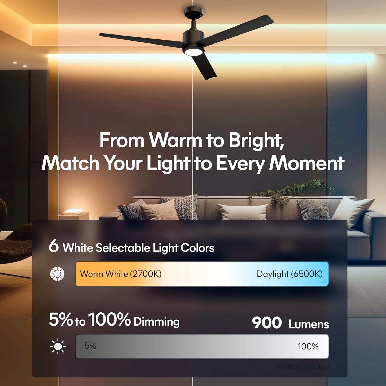 60-Inch Ceiling Fan Without Light | | Powerful Quiet Cooling Remote Control DC Motor Fan