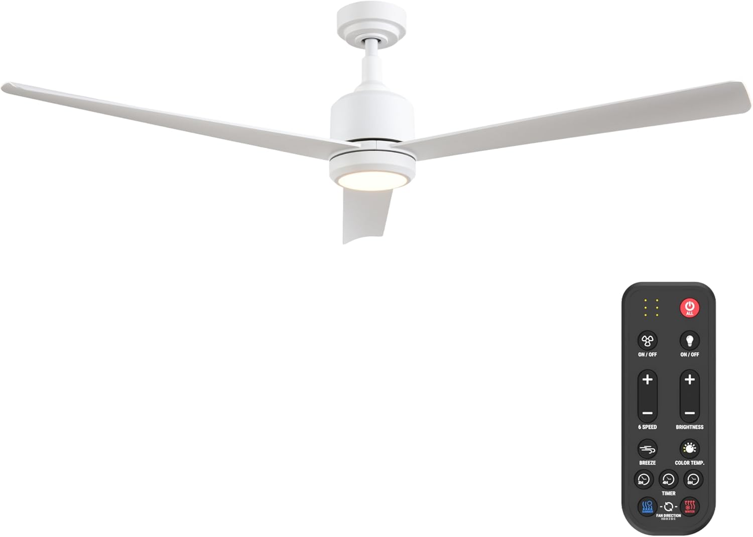 60-Inch Ceiling Fan Without Light | | Powerful Quiet Cooling Remote Control DC Motor Fan