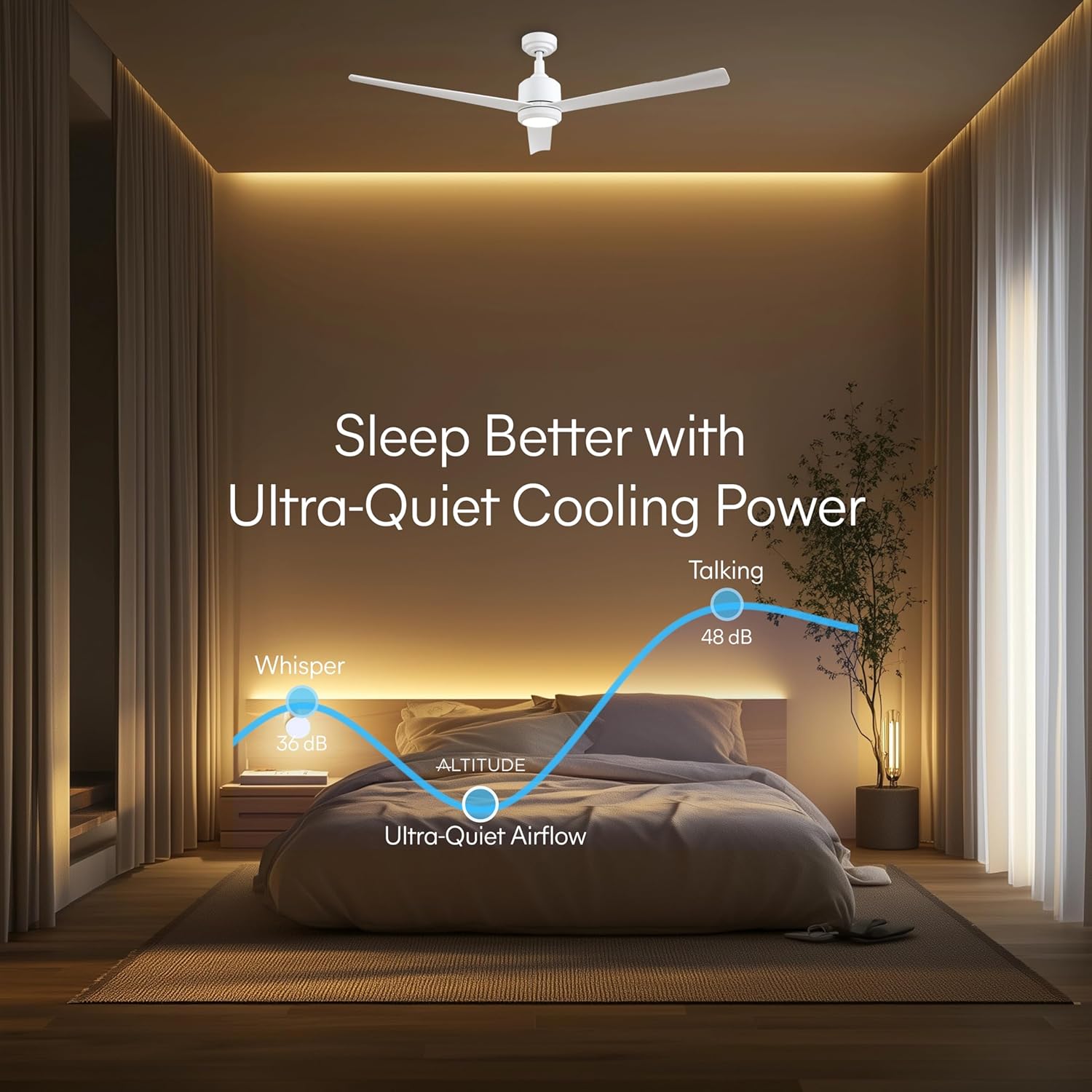 60-Inch Ceiling Fan Without Light | | Powerful Quiet Cooling Remote Control DC Motor Fan