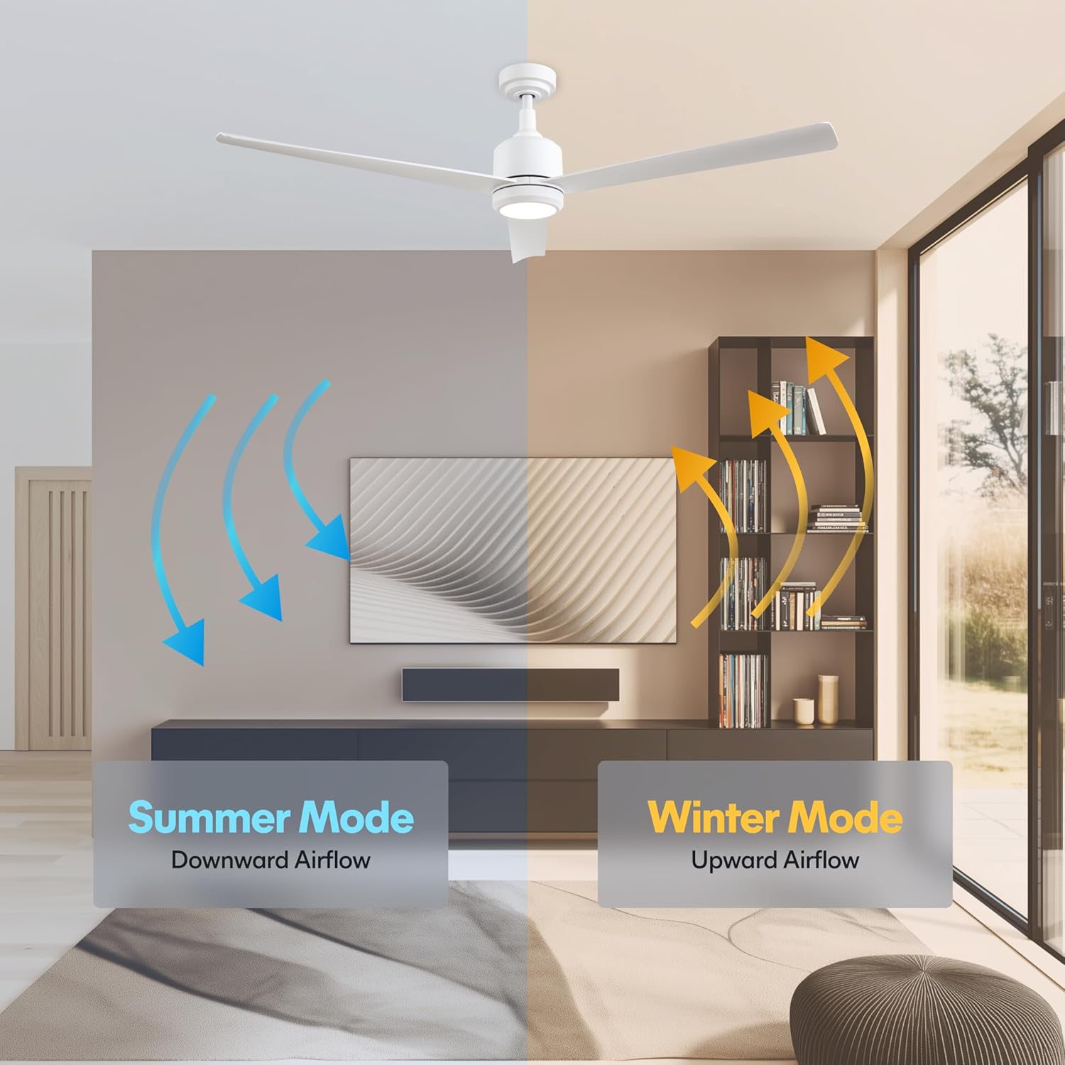 60-Inch Ceiling Fan Without Light | | Powerful Quiet Cooling Remote Control DC Motor Fan