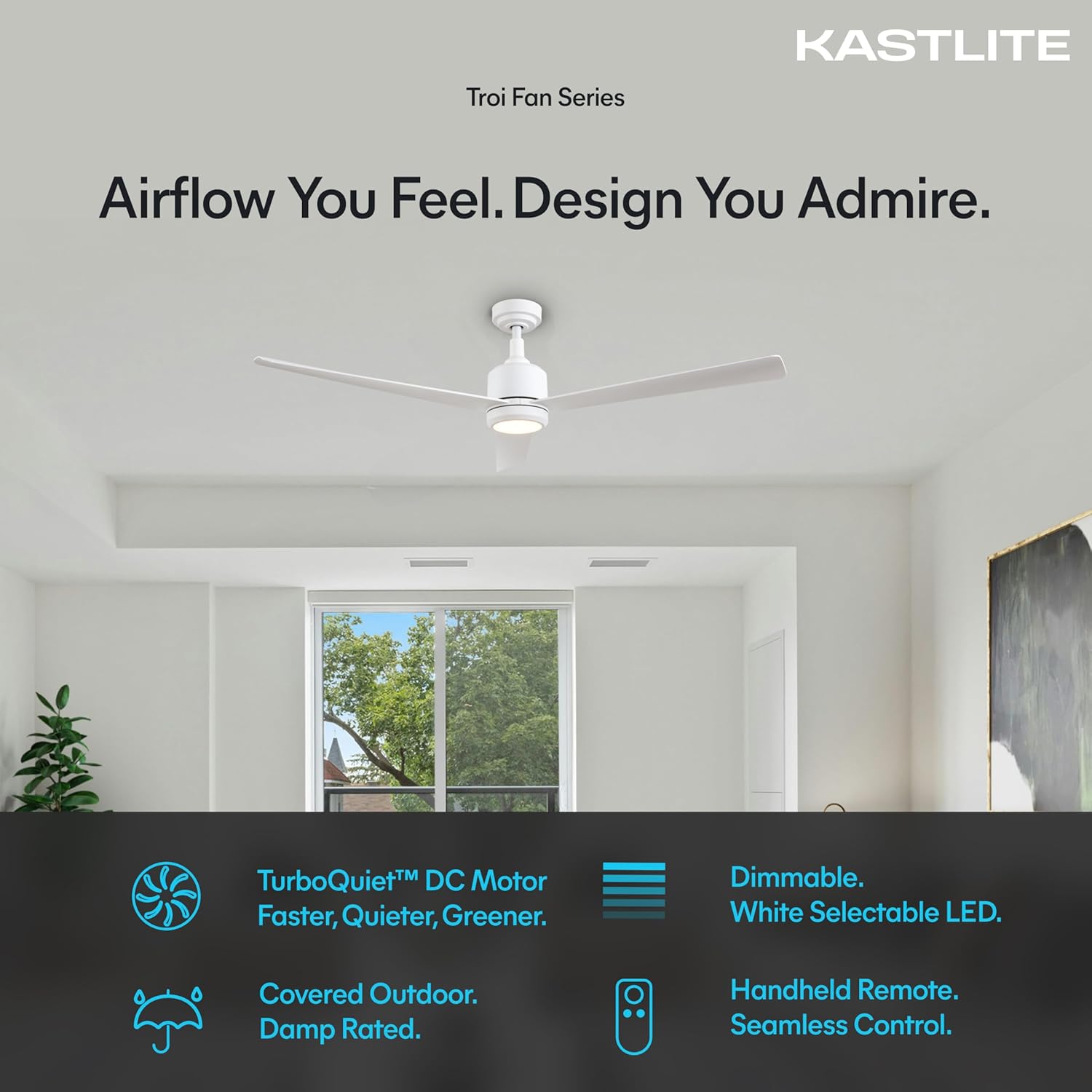 60-Inch Ceiling Fan Without Light | | Powerful Quiet Cooling Remote Control DC Motor Fan